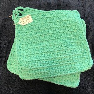 Hand Crocheted 100% Cotton Set of 2 Potholders Sea Breeze