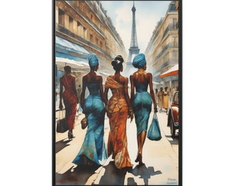 Arte ragazza nera, Parigi, arte donne nere, arte afroamericana, decorazione da parete nera, bellissima arte nera, arte su tela nera, artista nero