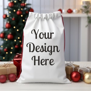 Santa Sack Mockup Natural Gift Bag Christmas Sack Mock Up Festive Gift Mock up