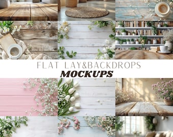 80+ Flat Lay Background Mockup Bundle |  table flat lay Mock up | Stock Photography | Scene Creator Mockups | Product Photography backdrop