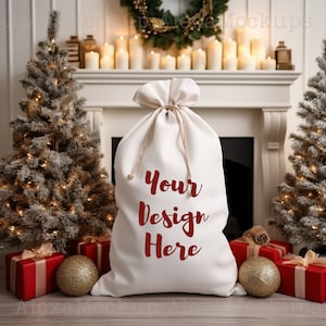 Santa Sack Mockup Natural Gift Bag Christmas Sack Mock Up Festive Gift Mock up