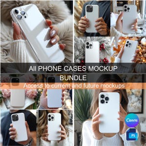 Handyhüllen Mockup BUNDLE | Hüllen Mockup PSD | Frau mit einem iPhone 16 pro Mockup |  aktuelle und zukünftige Mock-Ups | CANVA ziehen und ablegen