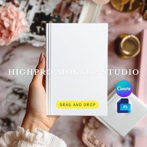 Hardcover Journal Mockup | Journal Mockup | Kdp book Mockup Template | simple book mockup canva psd | drag and drop