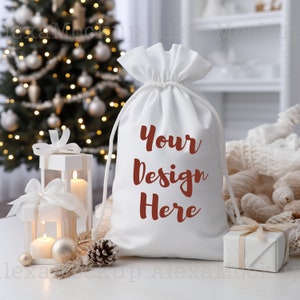Santa Sack Mockup Natural Gift Bag Christmas Sack Mock Up Festive Gift Mock up