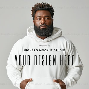 White Gildan 18500 Mockup | male model Sweatshirt Mockup | Hoodie Mockup | black man sweatshirt mockup