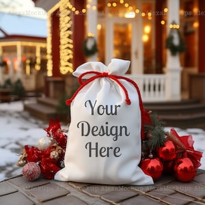 Santa Sack Mockup Natural Gift Bag Christmas Sack Mock Up Festive Gift Mock up