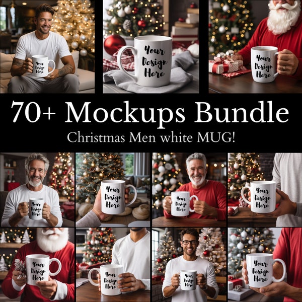 70+ Man Mug Mockups Bundle White Mug Mockup Men Holding Cup Mockup man Holding Coffee MUG Mockup Christmas Santa Claus Mug Mockup