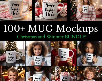 100+ Christmas Mug Mockups Bundle White Mug Mockup Kids Holding Cup Mockup Women Holding Coffee MUG Mockup Christmas Blank Xmas Mock