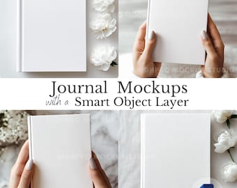 4x Hardcover Journal Mockup Bundle| Hardcover Notebook Mockup Bundle | Kdp book Mockup Template | clear book mockup PSD | Planner Mockup