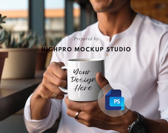 Men's mug mockups | PSD white mug mockup | 11oz mug mockup | mockups for men | Mal MUG mockup | man mug mockup | life model mockup