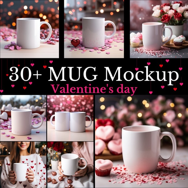 30+ Valentine Mug Mockup Bundle, Valentine's Day Couple Mug Mock, modern Mock Up, White Mug Mockup,  Plain Mug Mockup, 11oz mug mockup