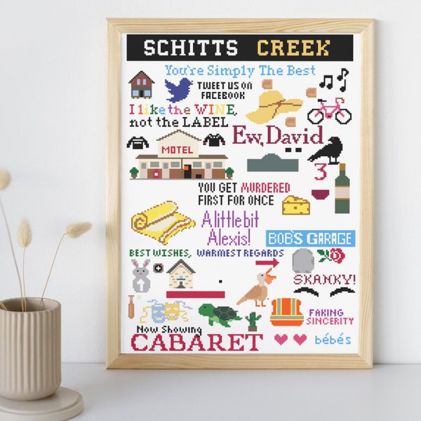 Schitts Creek TV Show Quotes office décor modern funny cross stitch pattern instant digital pdf download