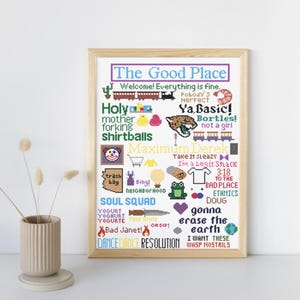 The Good Place Quotes Cross-Stitch Pattern PDF | 30x40cm Digital Download | Handcrafted TV Show Embroidery Design