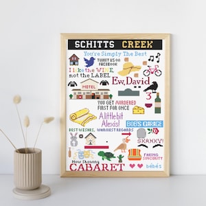 Schitt's Creek Quotes Cross-Stitch Pattern PDF | 30x40cm Digital Download | Handcrafted TV Show Embroidery Design
