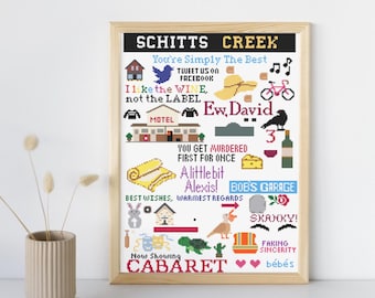 Schitt's Creek Quotes Cross-Stitch Pattern PDF | 30x40cm Digital Download | Handcrafted TV Show Embroidery Design