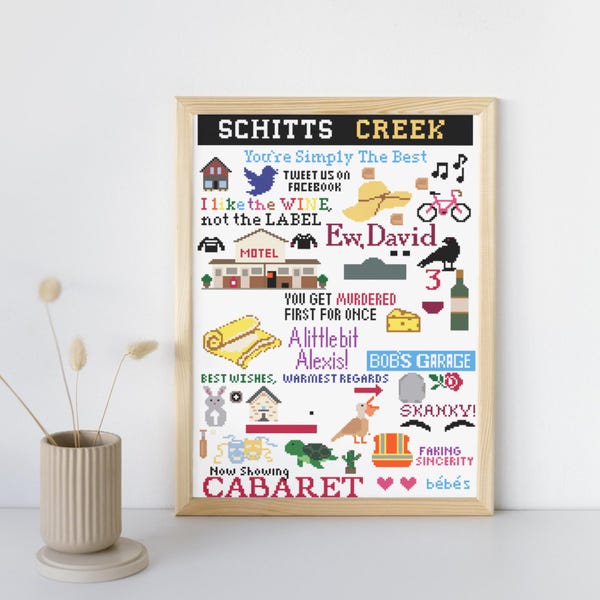 Schitt's Creek Quotes Cross-Stitch Pattern PDF | 30x40cm Digital Download | Handcrafted TV Show Embroidery Design