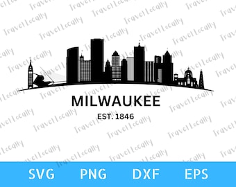 Milwaukee Skyline svg, Wisconsin design svg, Midwest, Cricut files, Transparent Background, svg, 300 dpi png, dxf, eps