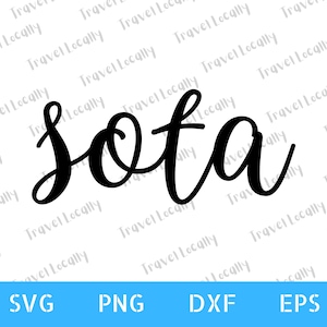 May include: A black and white digital design file for a cursive word art design that says "sota".