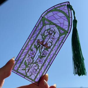 Transparent Stained Glass Acrylic Bookmark - Romantasy Fantasy Bookmark - Dragon Castle Cowboy Rose Sword - Bookish Gift Book Lover Gift Dolch/Dagger