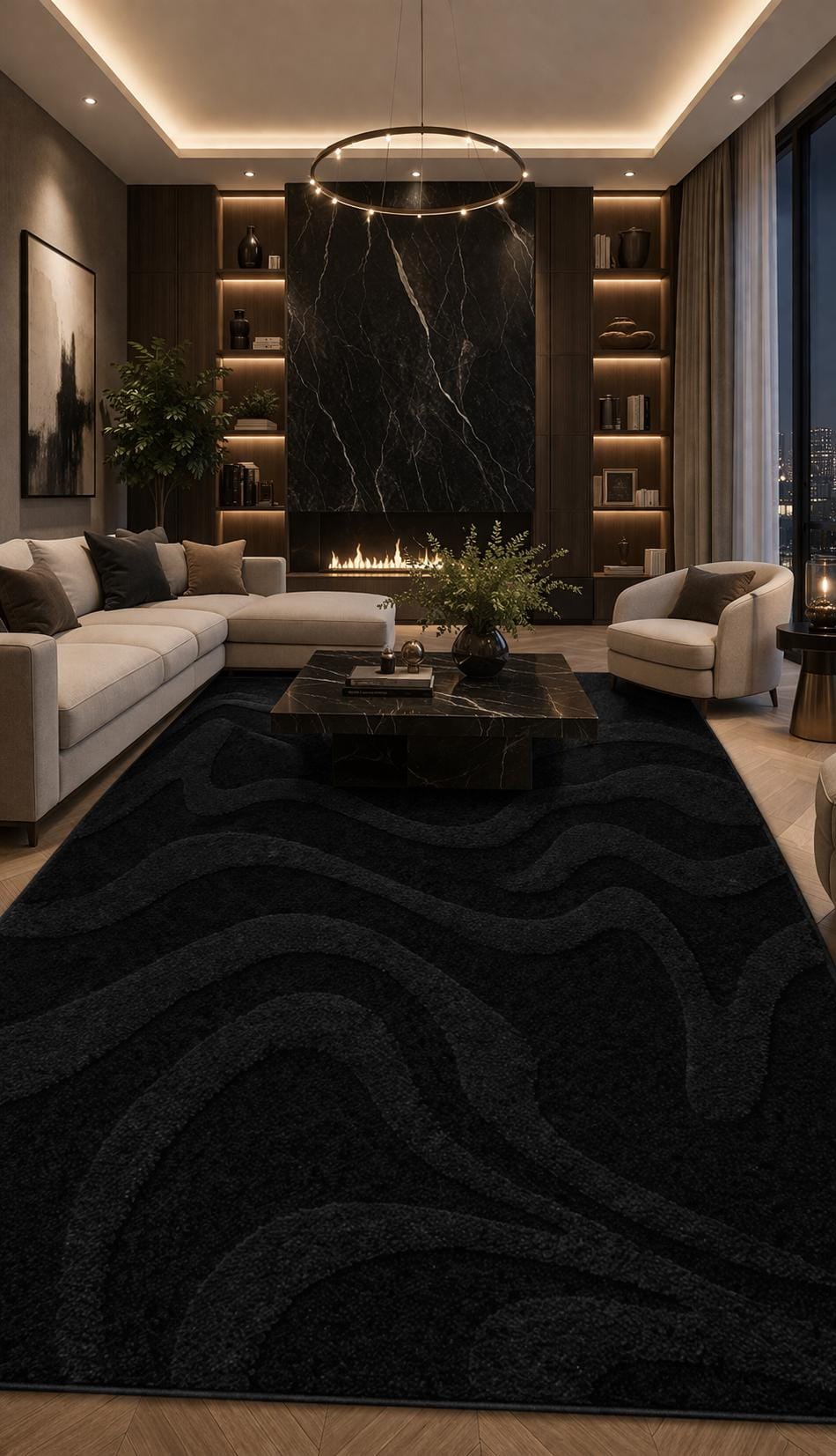 Black Sculpted Texture Rug – Modern Abstract Hand Tufted Wool Carpet - Etsy