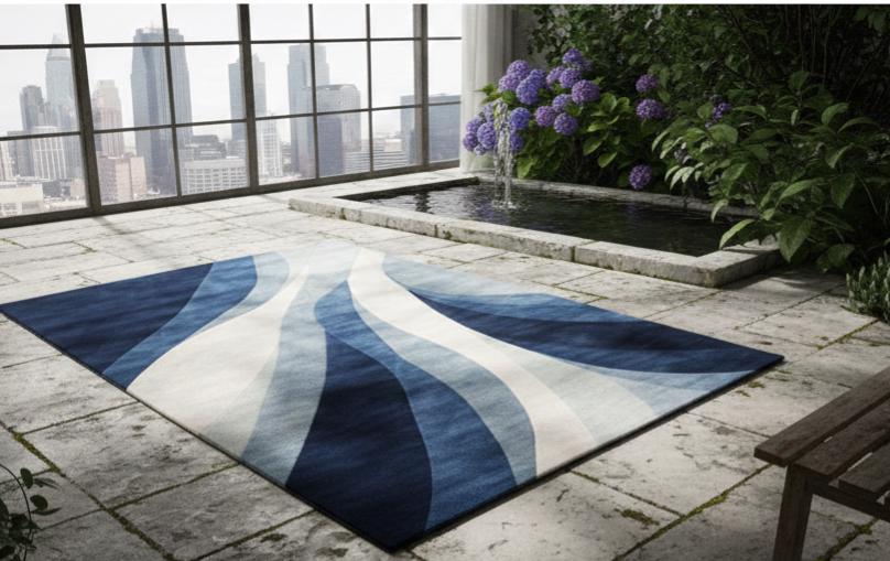 Hand-tufted Wool Area Rug – Abstract Blue Wave Design - Etsy