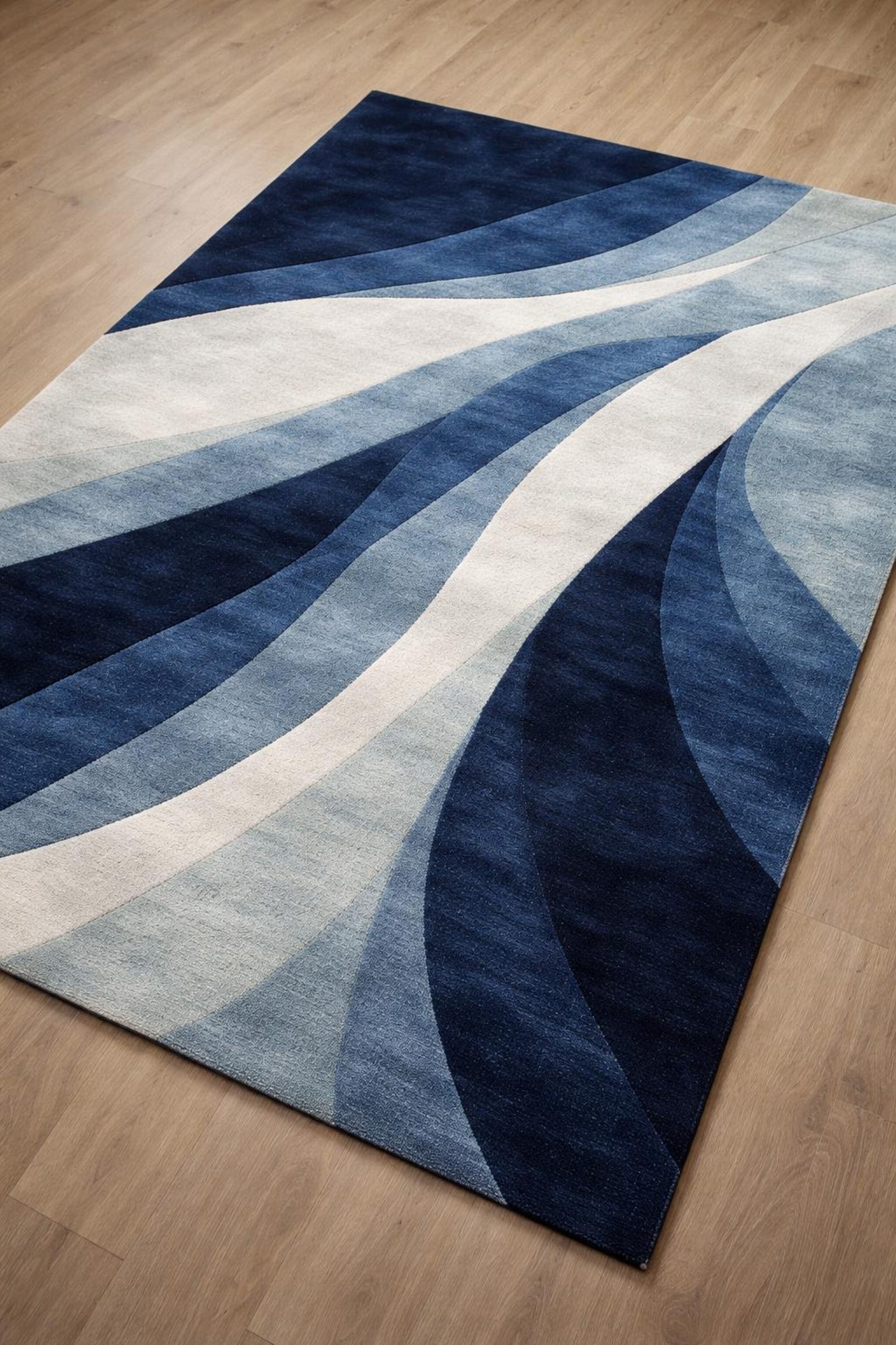 Blue Rug Abstract Pattern Hand-tufted Wool Area Rug – Abstract Blue Wave Design - Etsy