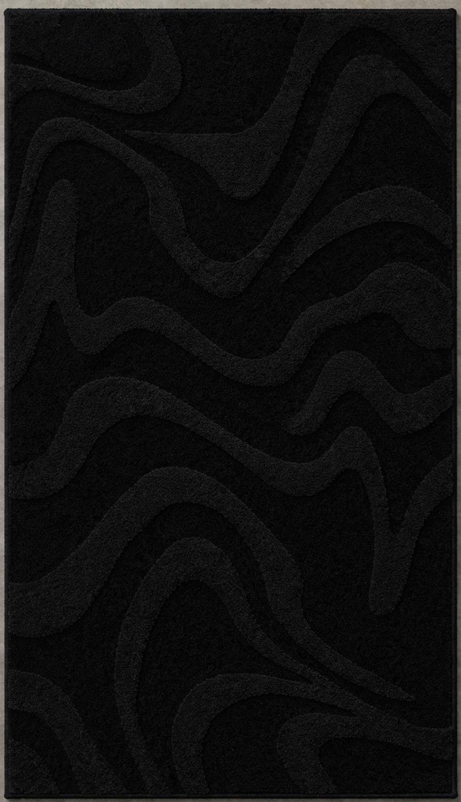 Black Sculpted Texture Rug – Modern Abstract Hand Tufted Wool Carpet - Etsy