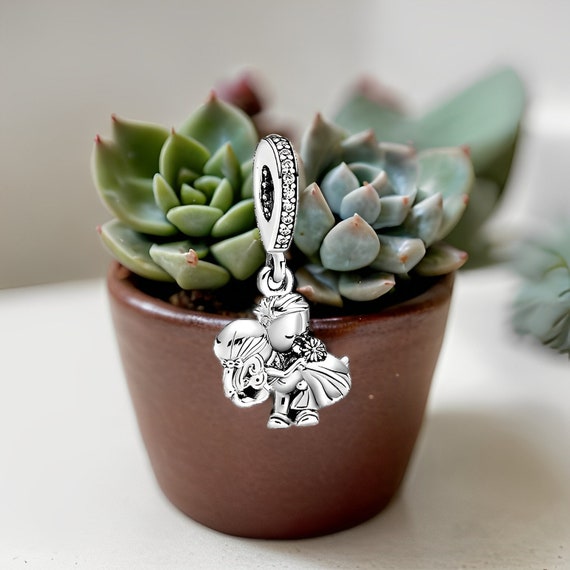 Husband and Wife Wedding Charm: Silver Embrace, Pandora Compatible