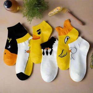 Calcetines de pato divertidos (paquete de 6), bonitos, para niñas, con dibujos de animales, regalo kawaii, divertidos para mujeres y adolescentes, regalo de pato.