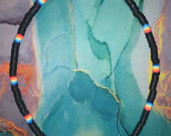 Black summer sunset necklace. 18 inches