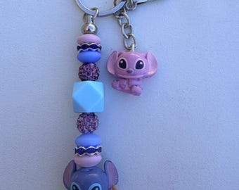 Stitch and Angel Beaded Keychain