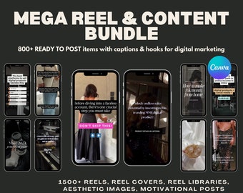 Mega Reel Content Bundle, DFY Social Media, Canva (Digital Download)