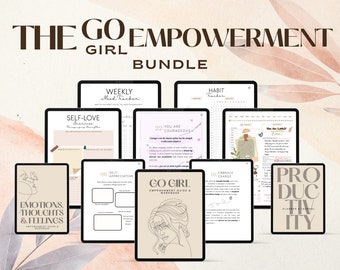 3 in 1 Empowerment bundle, Go Girl Guide, Productivity Planner, Emotions Thoughts and Feelings Prompted Journal.
