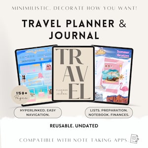 Travel Journal, Travel Planner, Travel Itinerary, Travel Packing List, Travel Diary, Trip Planner, Digital Planner, GoodNotes, Daily Planner