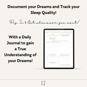 Peut inclure: Une tablette num&eacute;rique affichant un mod&egrave;le de journal de r&ecirc;ve avec un calendrier, une &eacute;valuation de la qualit&eacute; du sommeil et des sections pour enregistrer les d&eacute;tails des r&ecirc;ves. Le texte &agrave; l'&eacute;cran indique "Documentez vos r&ecirc;ves et suivez la qualit&eacute; de votre sommeil ! Entrez et sortez quand vous le souhaitez ! Avec un journal quotidien pour acqu&eacute;rir une v&eacute;ritable compr&eacute;hension de vos r&ecirc;ves !"