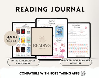 Digital Reading Journal, Book Review Tracker (GoodNotes Compatible)