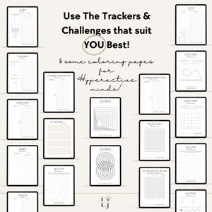 Use the trackers and challenges that suit you best  like the screen time tracker, the no spend challenge, the self love challenge and more.