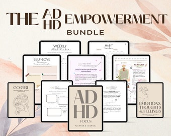 3 in 1 ADHD Empowerment Bundle, ADHD Focus Planner, Go Girl Guide, Emotions, Thoughts and Feelings Daily Prompted Journal