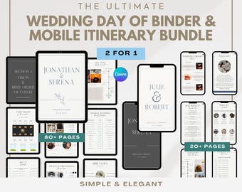 Wedding Day Binder & Itinerary Bundle, Editable Canva Template (Digital Download), 2 in 1