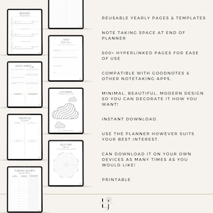 This planner is reusable, hyperlinked and has note taking space at the end.