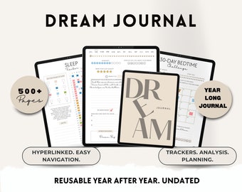 Dream Journal, Sleep Diary, Mood Tracker (Digital Planner)
