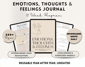 Emotions, Thoughts, Feelings Journal, Mood Tracker, Self-Love (Digital Download)