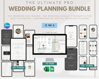 Ultimate Wedding Planner Bundle, Mobile Itinerary, Day Binder (Digital Download)