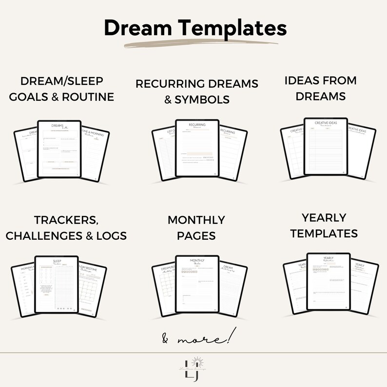 Peut inclure: Un planificateur num&eacute;rique avec des mod&egrave;les pour suivre les r&ecirc;ves, les objectifs de sommeil, les r&ecirc;ves r&eacute;currents et les id&eacute;es issues des r&ecirc;ves. Le planificateur comprend des mod&egrave;les mensuels et annuels, ainsi que des suivis et des d&eacute;fis.