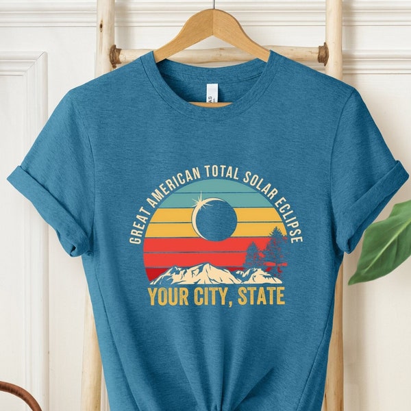 Total Solar Eclipse 2024 Shirts, Custom State City Shirt, Sun Moon Totality 2024 Tank Top, 4.8.2024 Great American Eclipse V-Neck Shirt