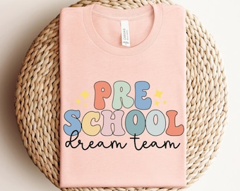 Pre Dream Team School Shirt, Cute Back To School Gift For Preschool Teacher, Teacher Team Outfits, Preschool Shirts, Retro Teacher Shirt