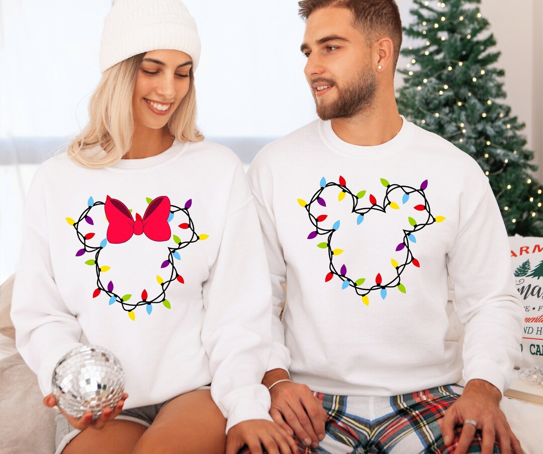 Disney Christmas Sweatshirt, Disney Christmas Light Sweatshirt, Minnie