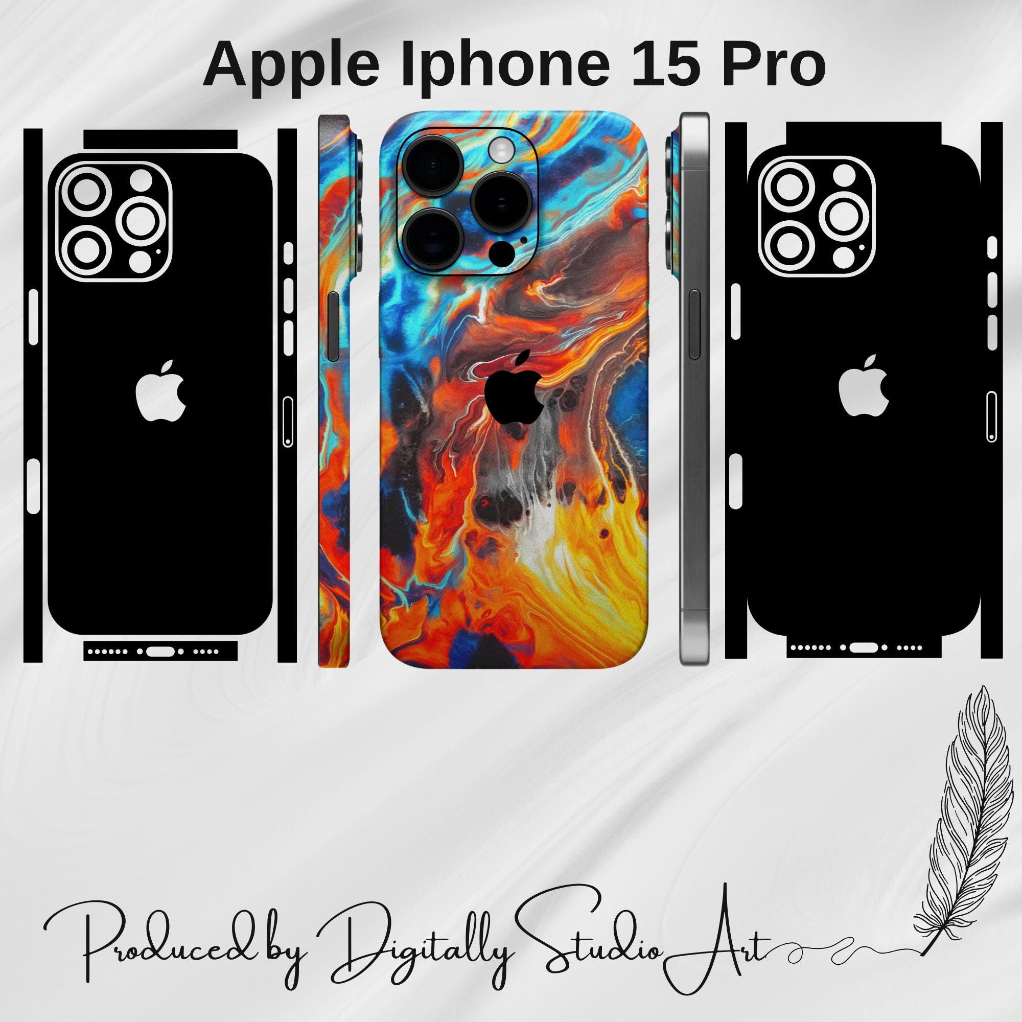 iPhone 15 Pro Skin Template: Vector SVG Cut File for Cricut, Silhouette (Digital File)