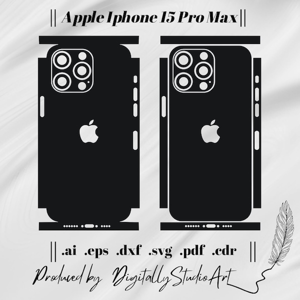 iPhone 15 Pro Max Skin Template, Vector Cut File, Vinyl Wrap Cutting Template, Svg Files For Cricut or Silhouette