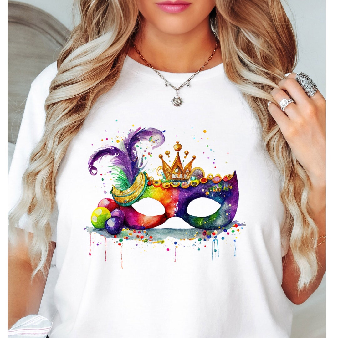 Xixinqiwan Men Tops Mardi Gras Dress Shirt,Fat Tuesday Tee Carnival Mask Print Costume New Orleans Carnival Party Clothing